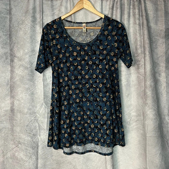LuLaRoe Blue, Black, Red and Yellow Floral Graphic Print Perfect T - XXS - Picture 5 of 11